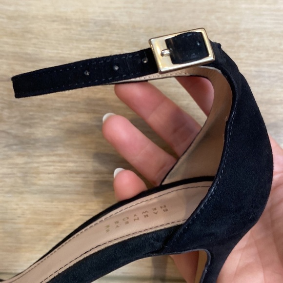 Barneys NY | Camoscio | Black Suede Bow Sandal Heels Classic Coquette Soft Girl - Picture 10 of 16